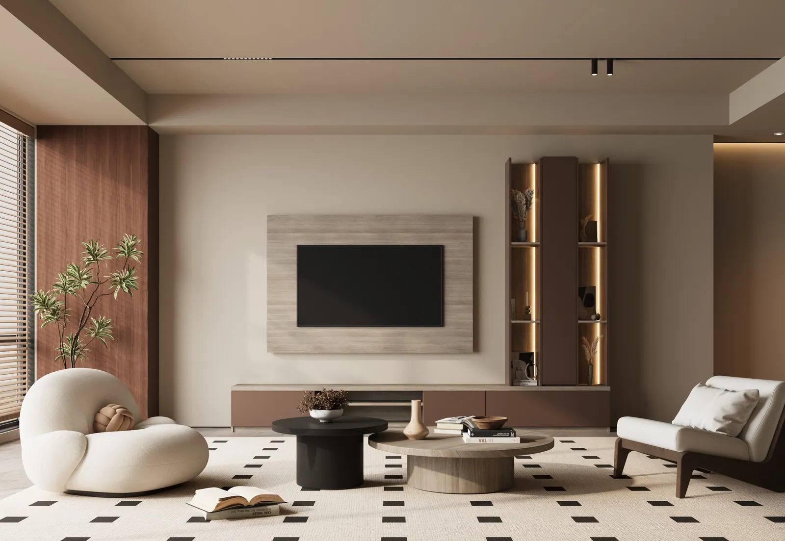Refined interior beside glass window